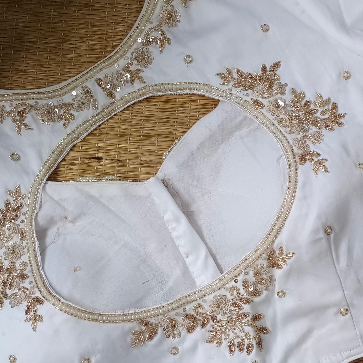 White handwork silk blouse