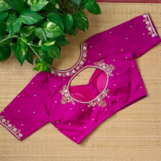 Magenta handwork silk blouse
