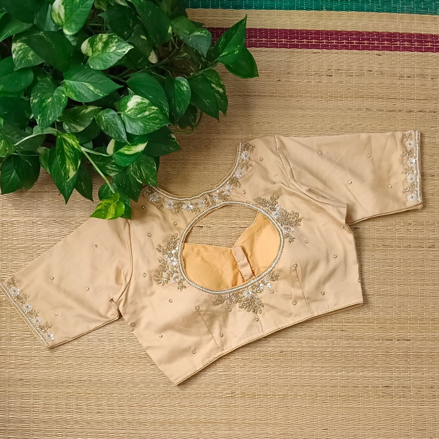 Golden handwork silk blouse