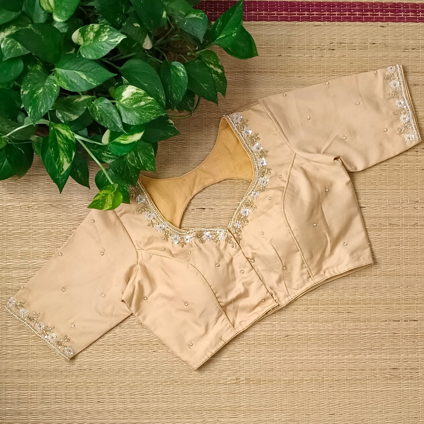 Golden handwork silk blouse