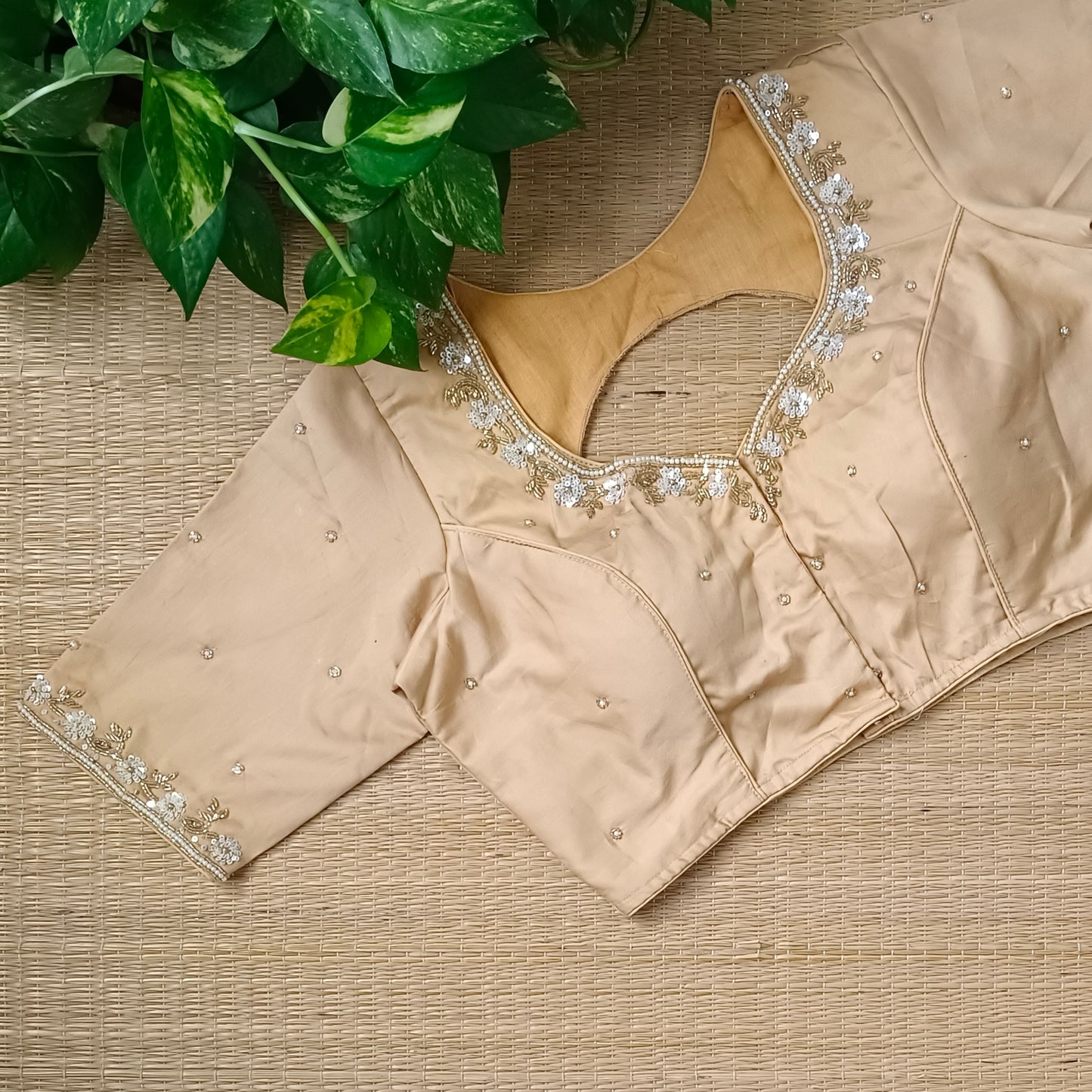 Golden handwork silk blouse