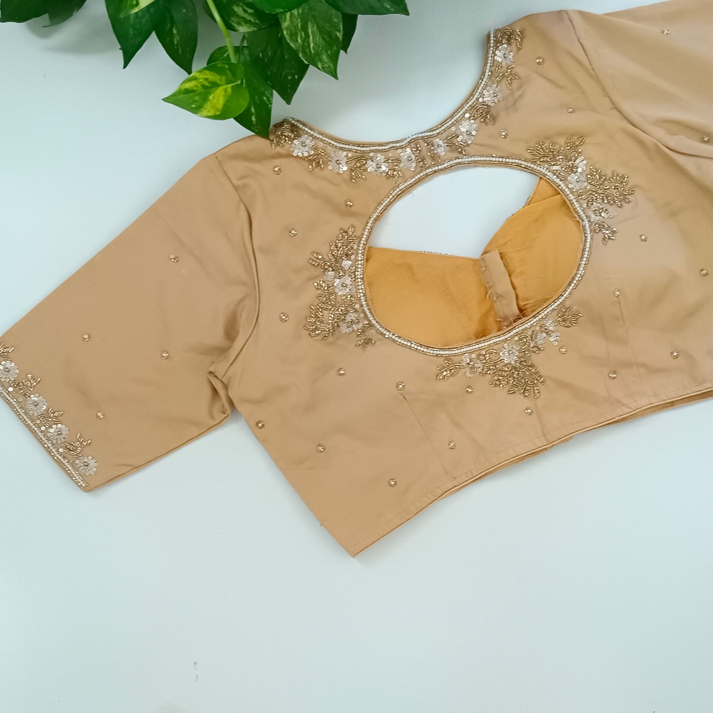 Golden handwork silk blouse