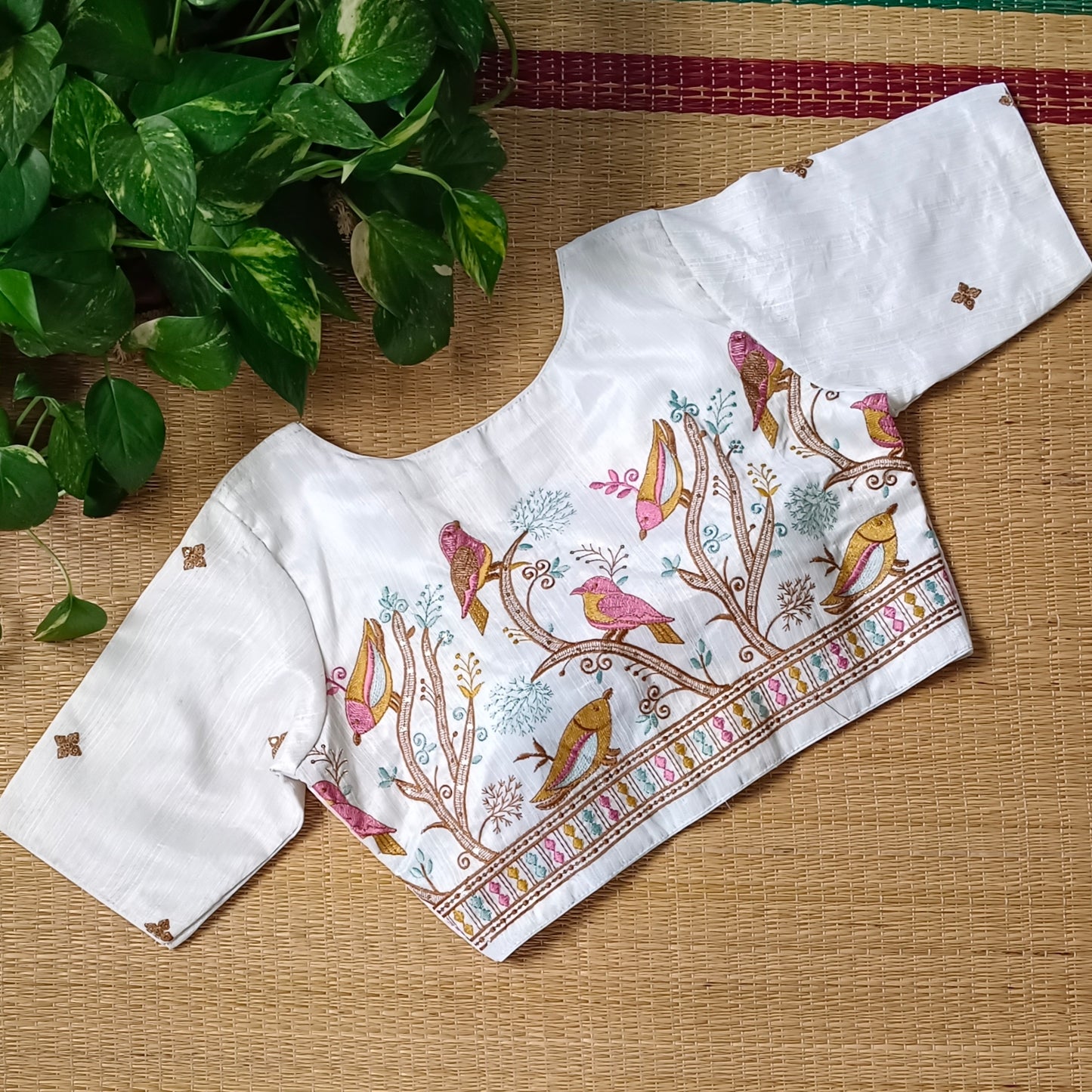 White multicolor embroidery blouse
