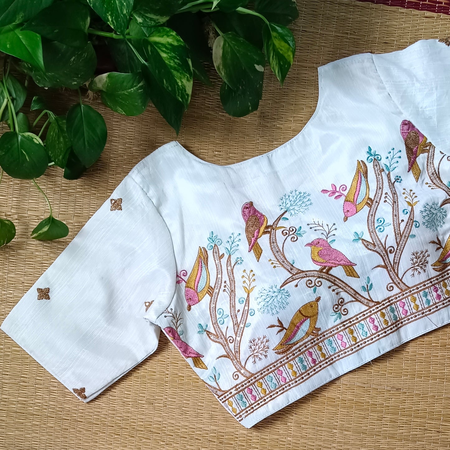 White multicolor embroidery blouse