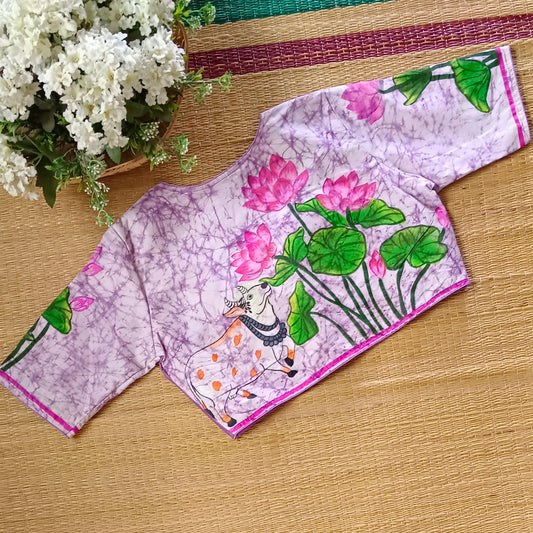 Batik Lavender hand painted blouse