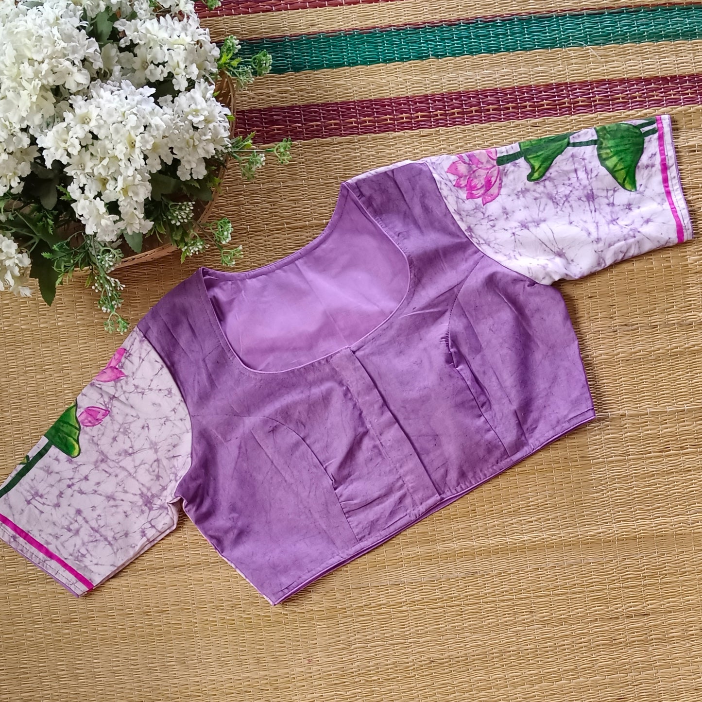Batik Lavender hand painted blouse