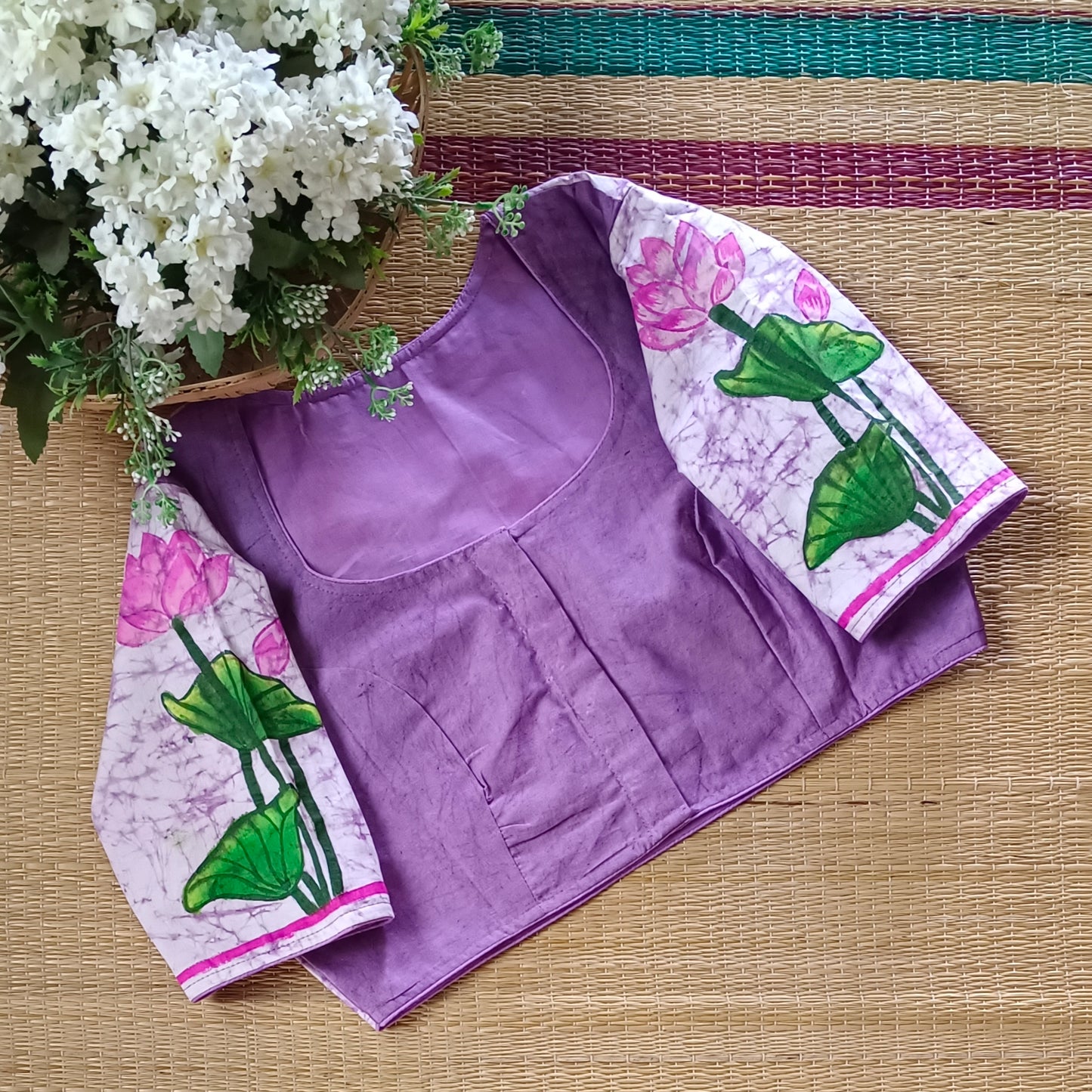 Batik Lavender hand painted blouse