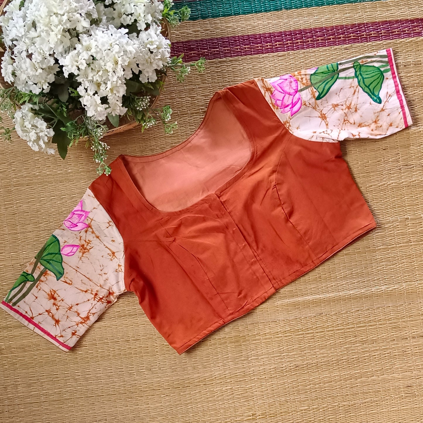 Batik Rustic Orange hand painted blouse