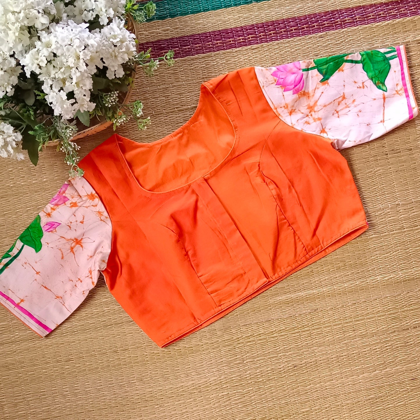 Batik Orange hand painted blouse