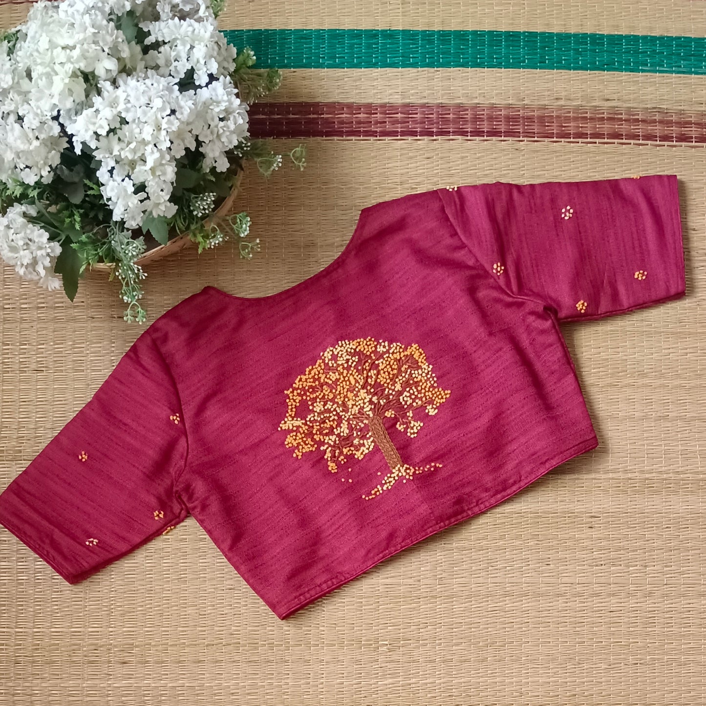 Maroon Knot Work Blouse
