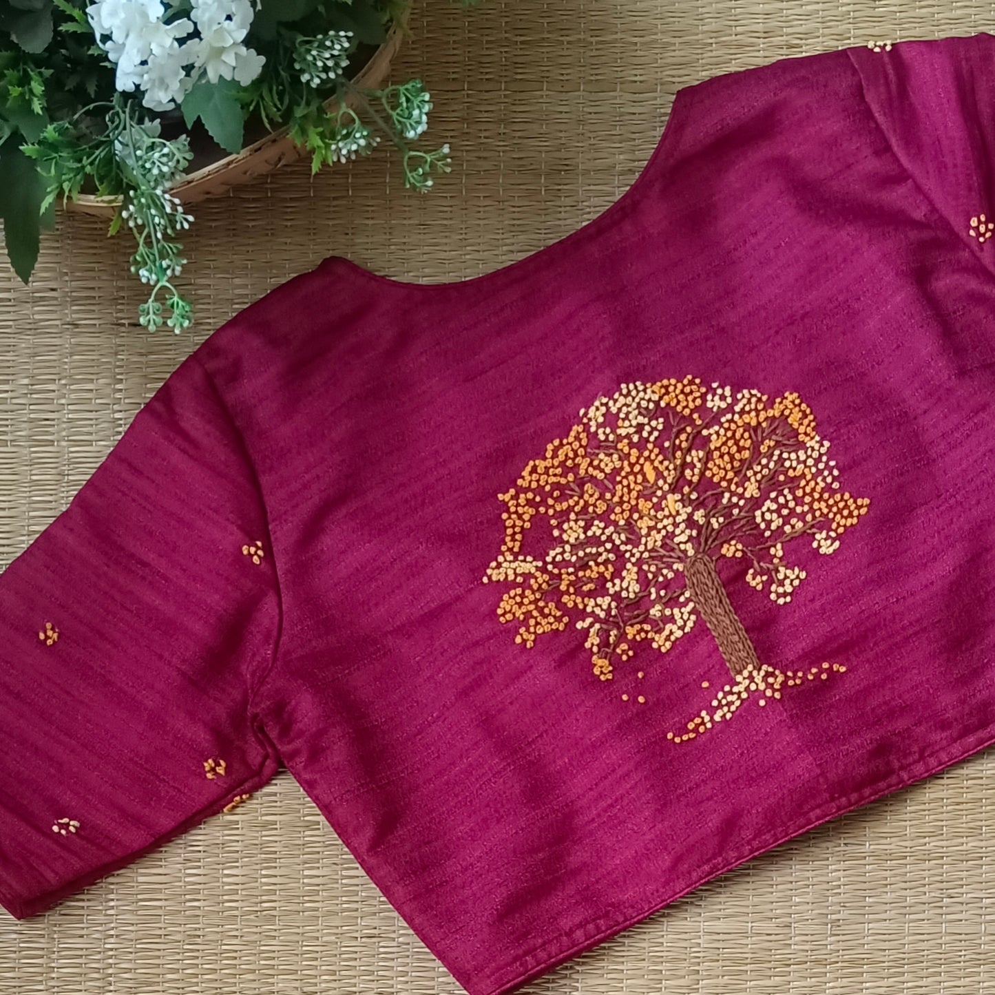 Maroon Knot Work Blouse