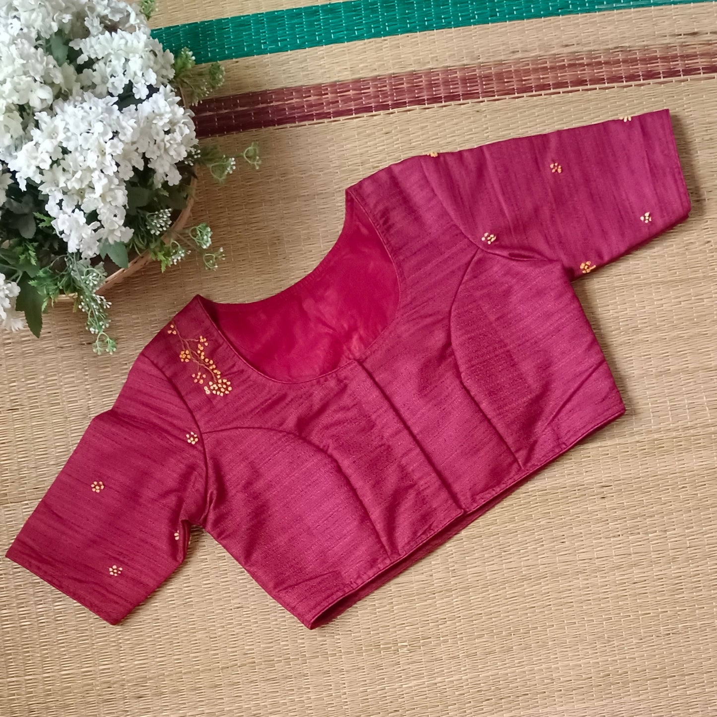 Maroon Knot Work Blouse
