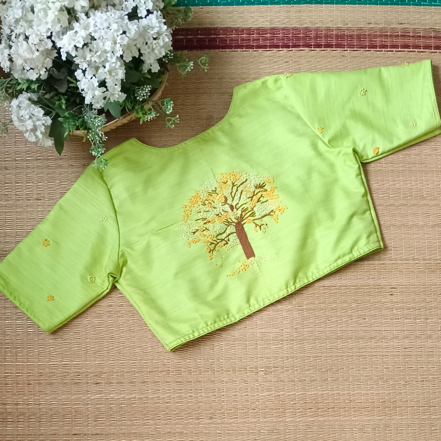 Light Neon Green Knot Work Blouse