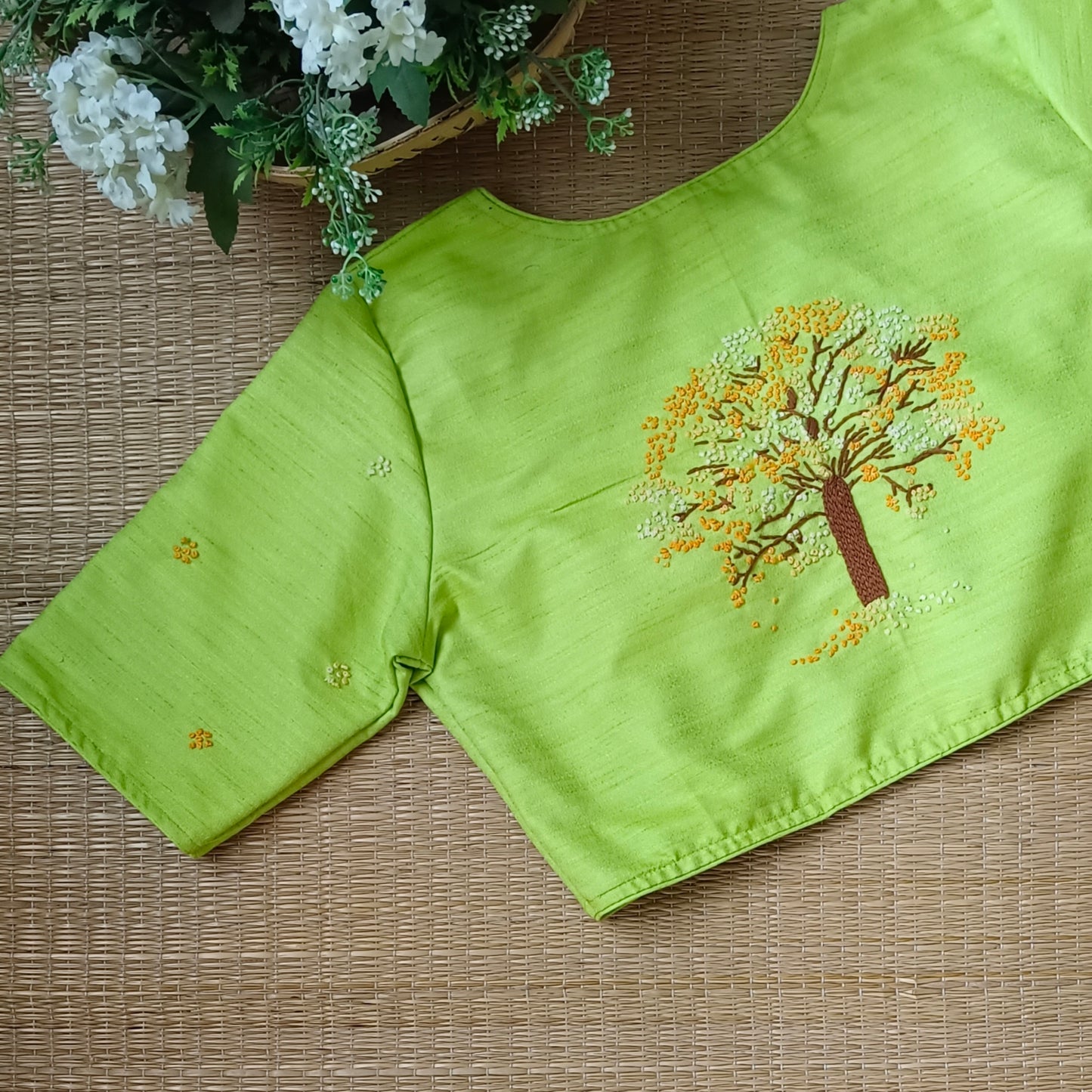 Light Neon Green Knot Work Blouse