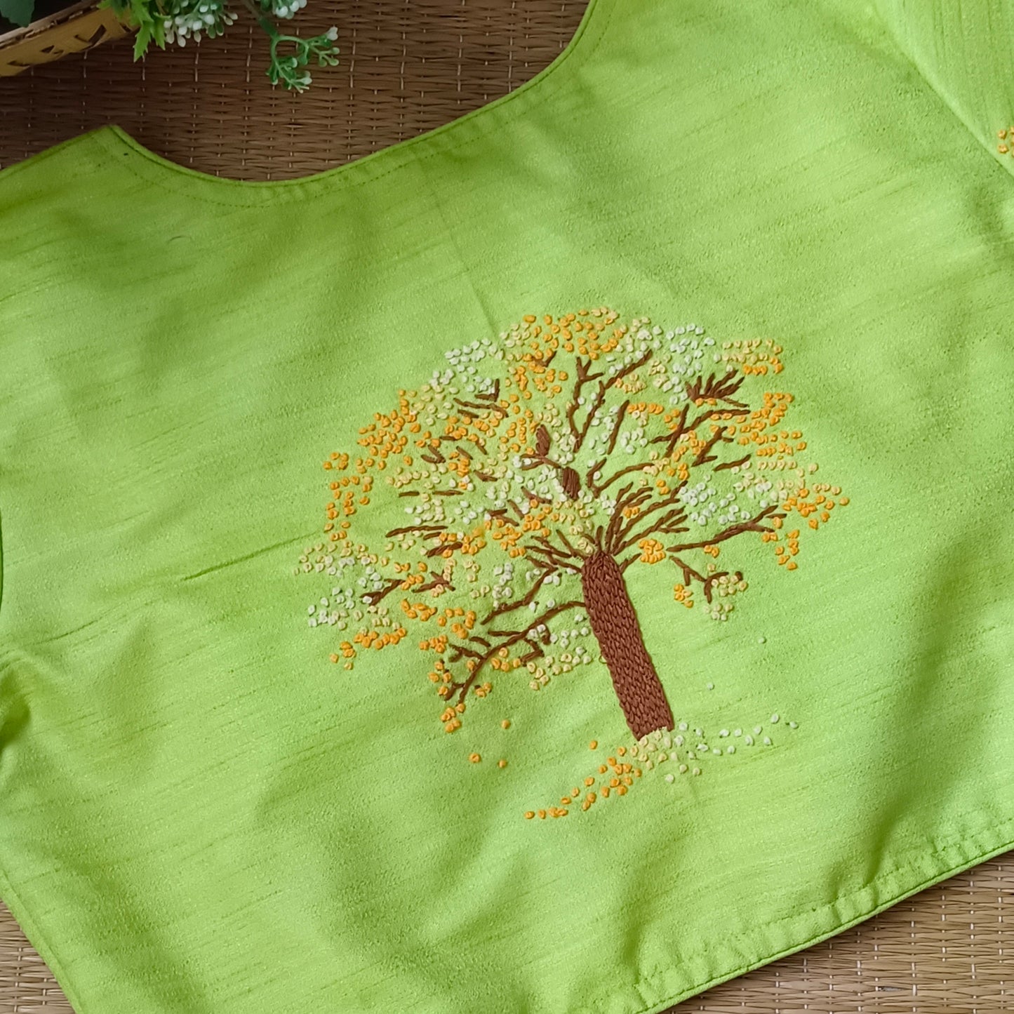 Light Neon Green Knot Work Blouse