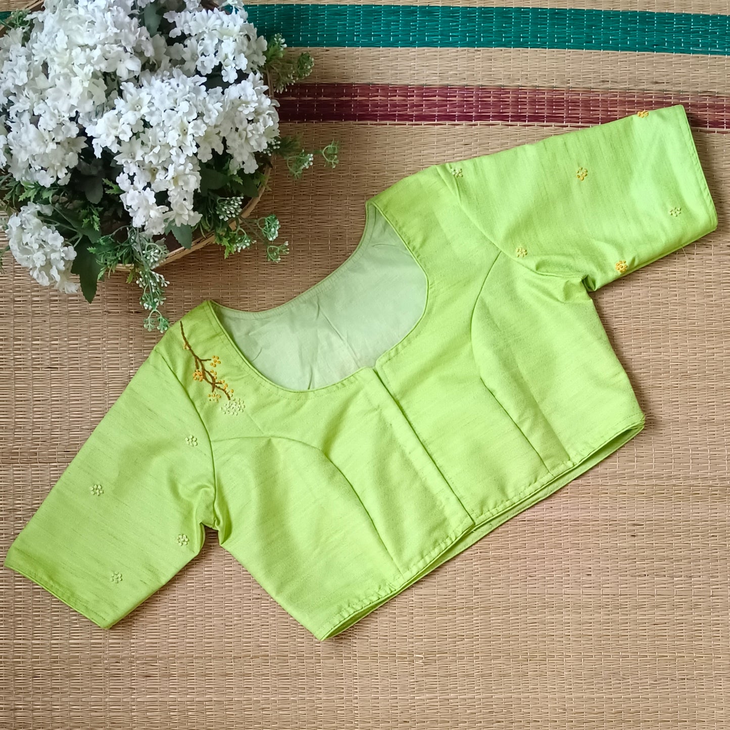 Light Neon Green Knot Work Blouse