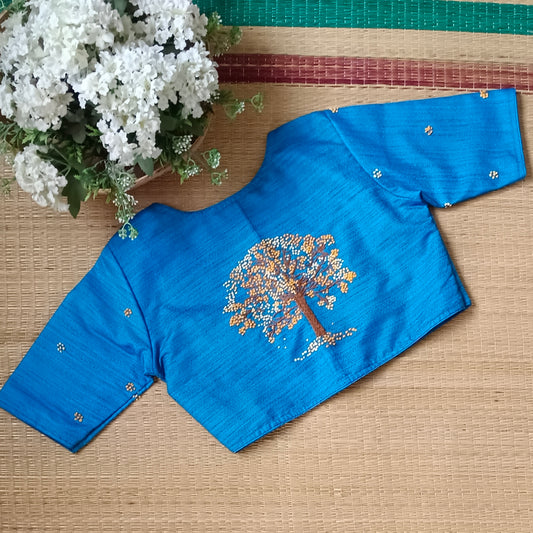 Blue Knot Work Blouse