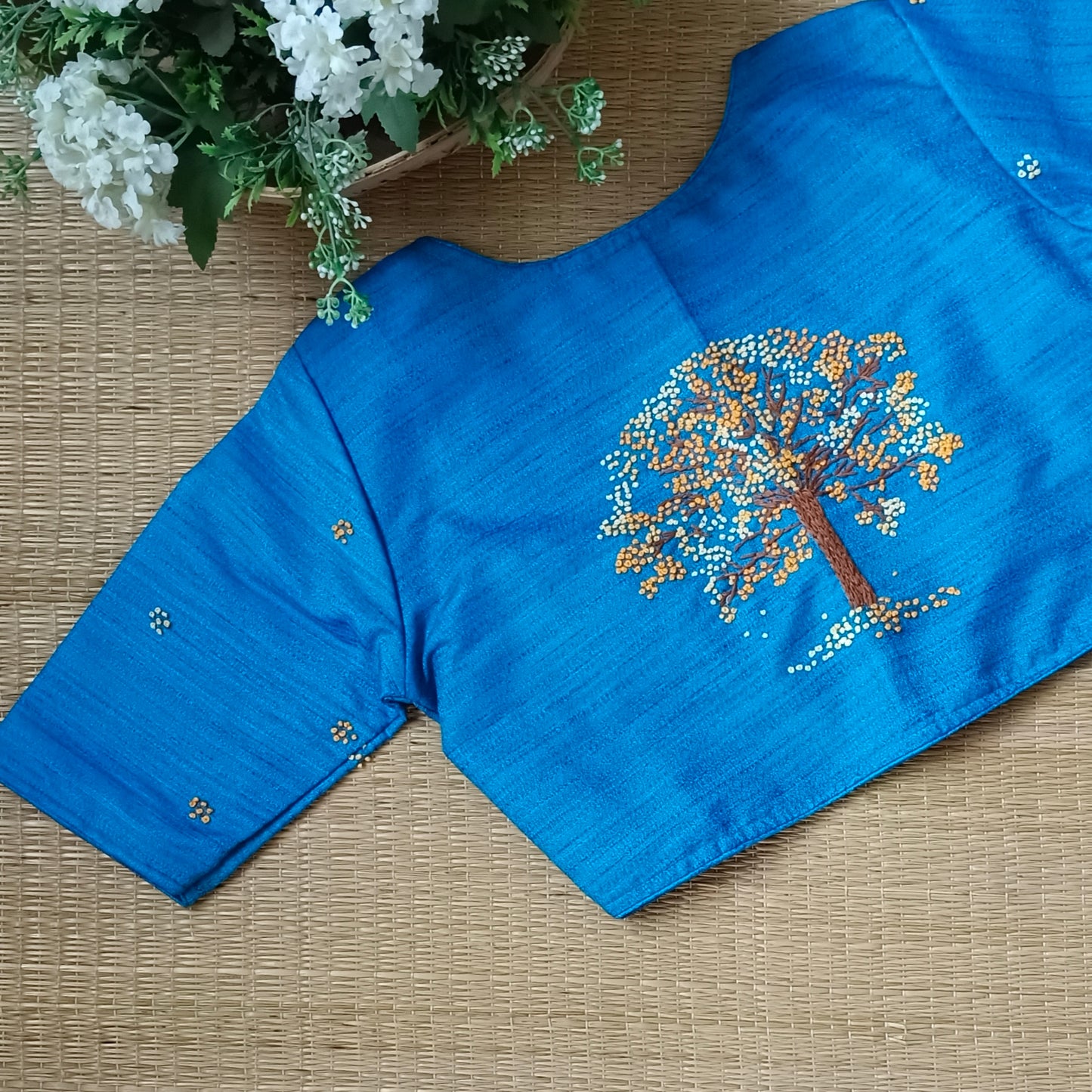 Blue Knot Work Blouse