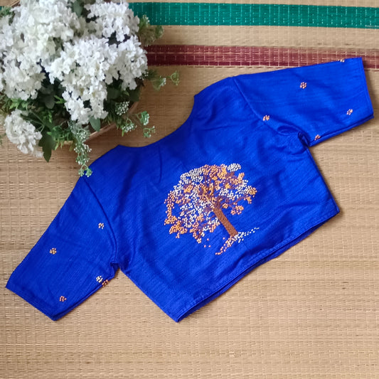 Royal Blue Knot Work Blouse