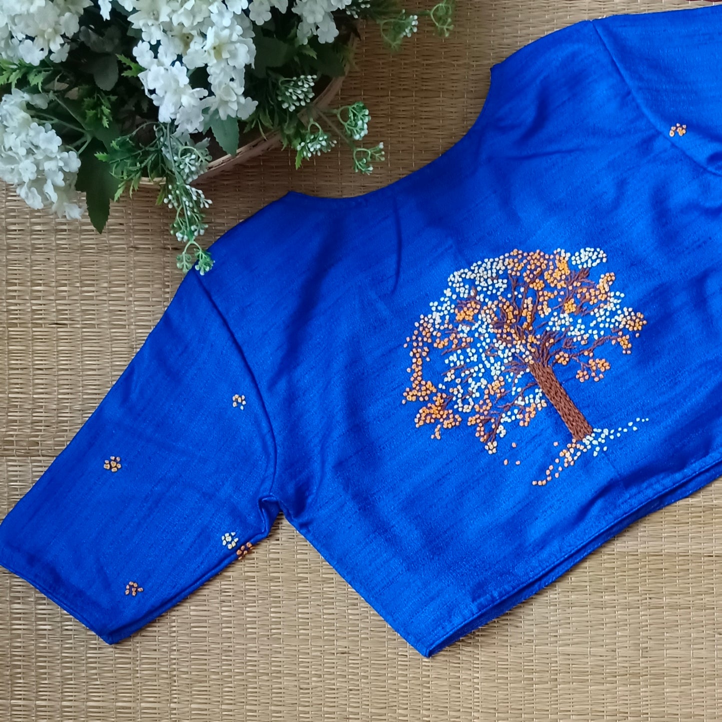 Royal Blue Knot Work Blouse