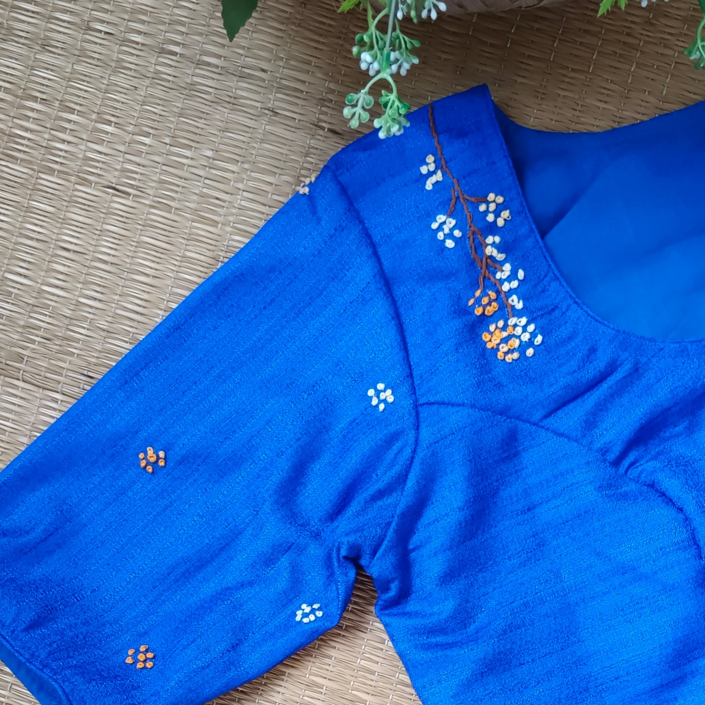 Royal Blue Knot Work Blouse