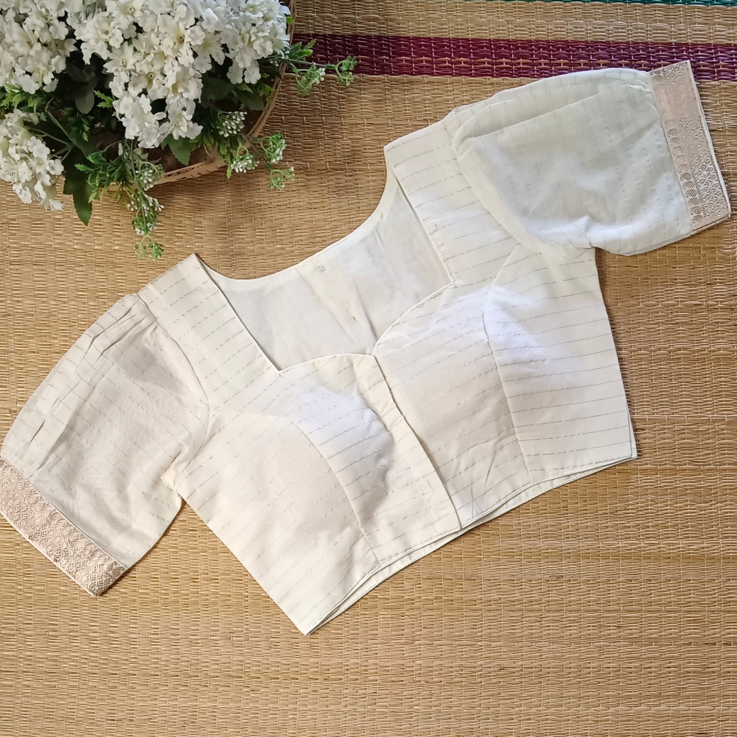 Off White Cotton Silk Blouse