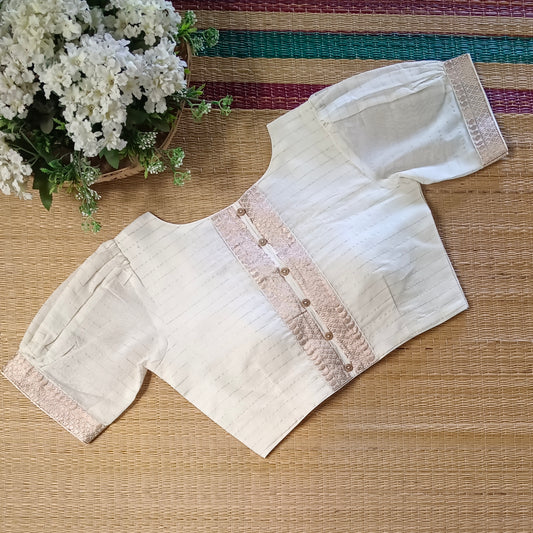 Off White Cotton Silk Blouse