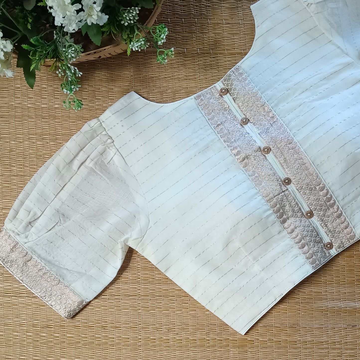 Off White Cotton Silk Blouse