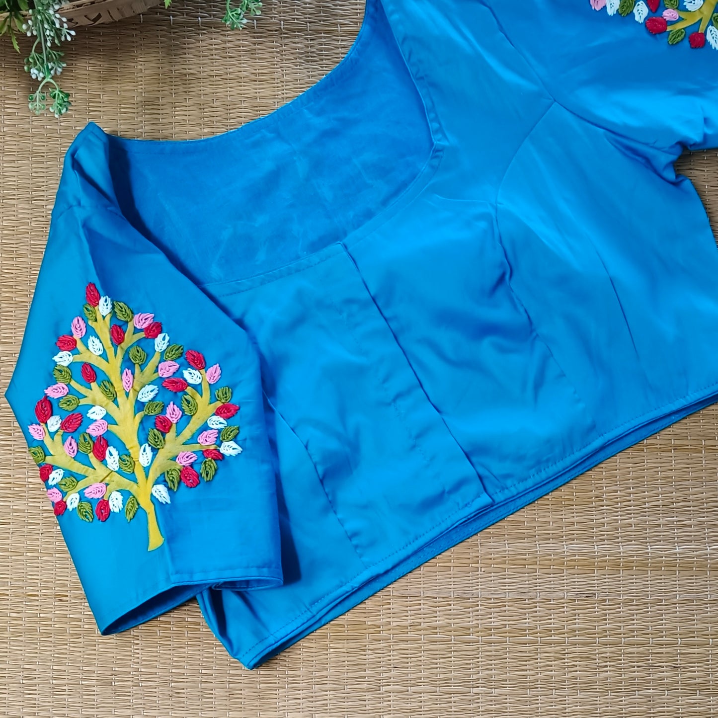 Blue hand painted & hand embroidery blouse