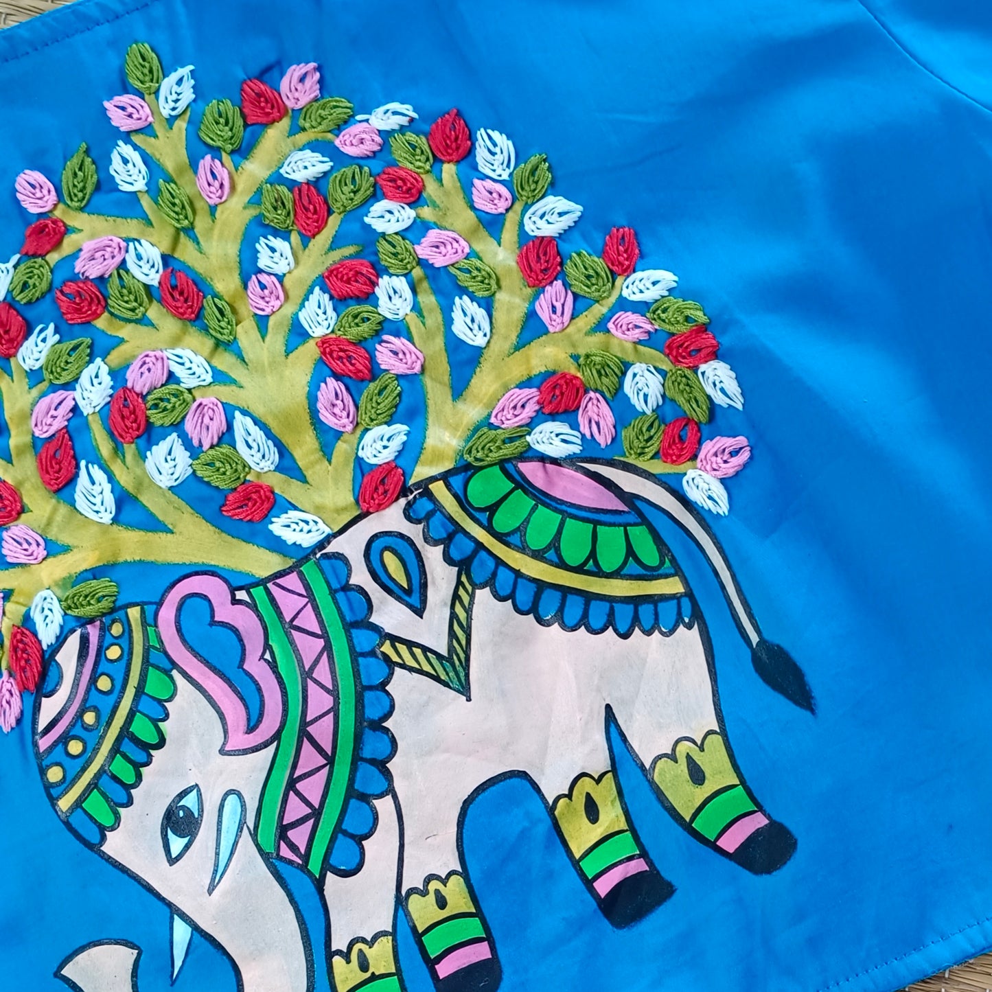 Blue hand painted & hand embroidery blouse