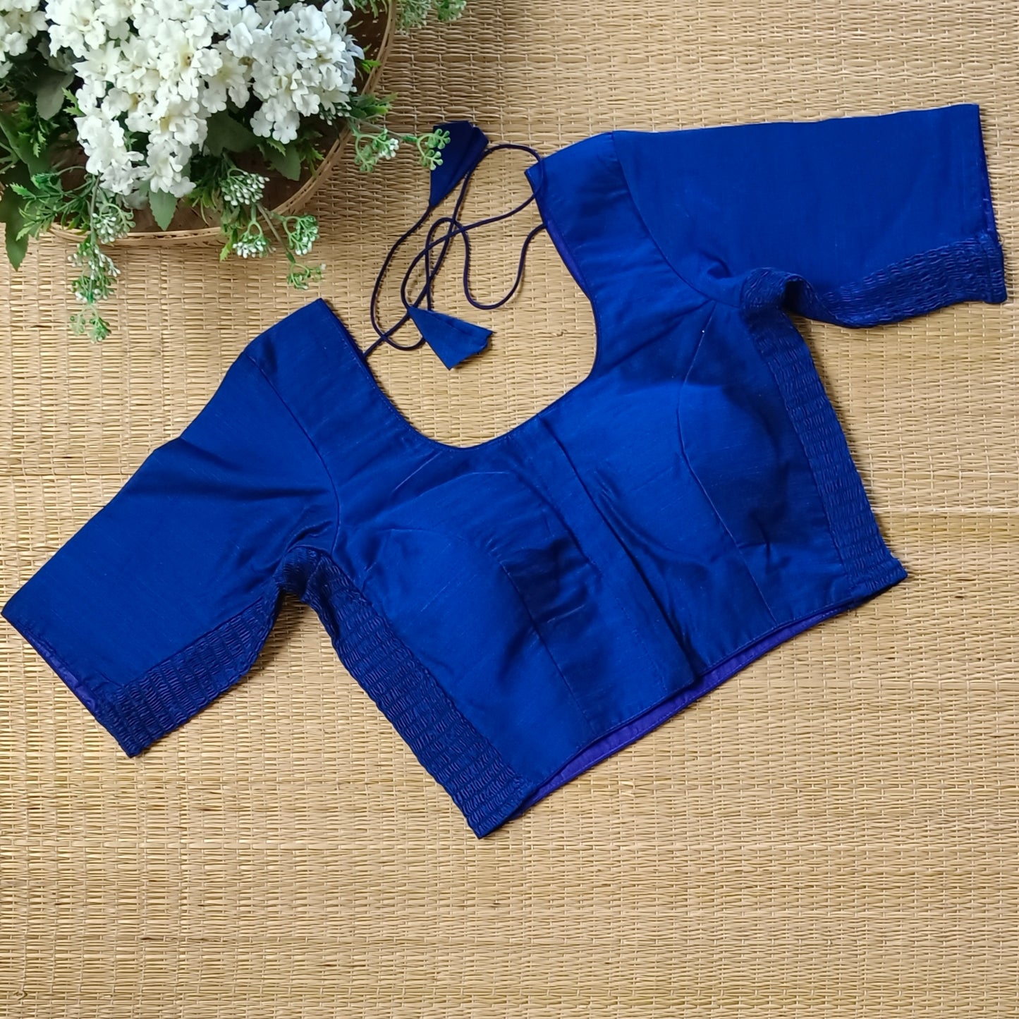 Classic dark royal blue plain flexi fit blouse