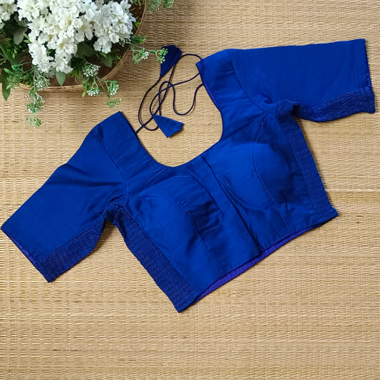 Classic dark royal blue plain flexi fit blouse