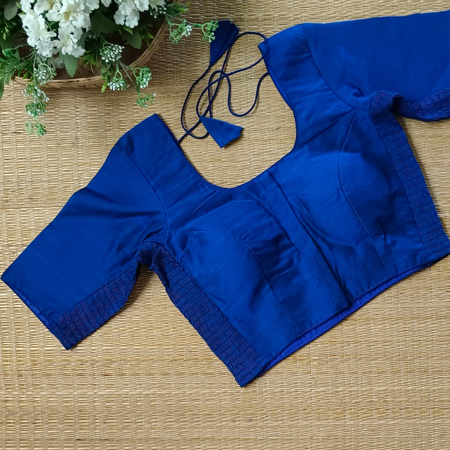 Classic dark royal blue plain flexi fit blouse