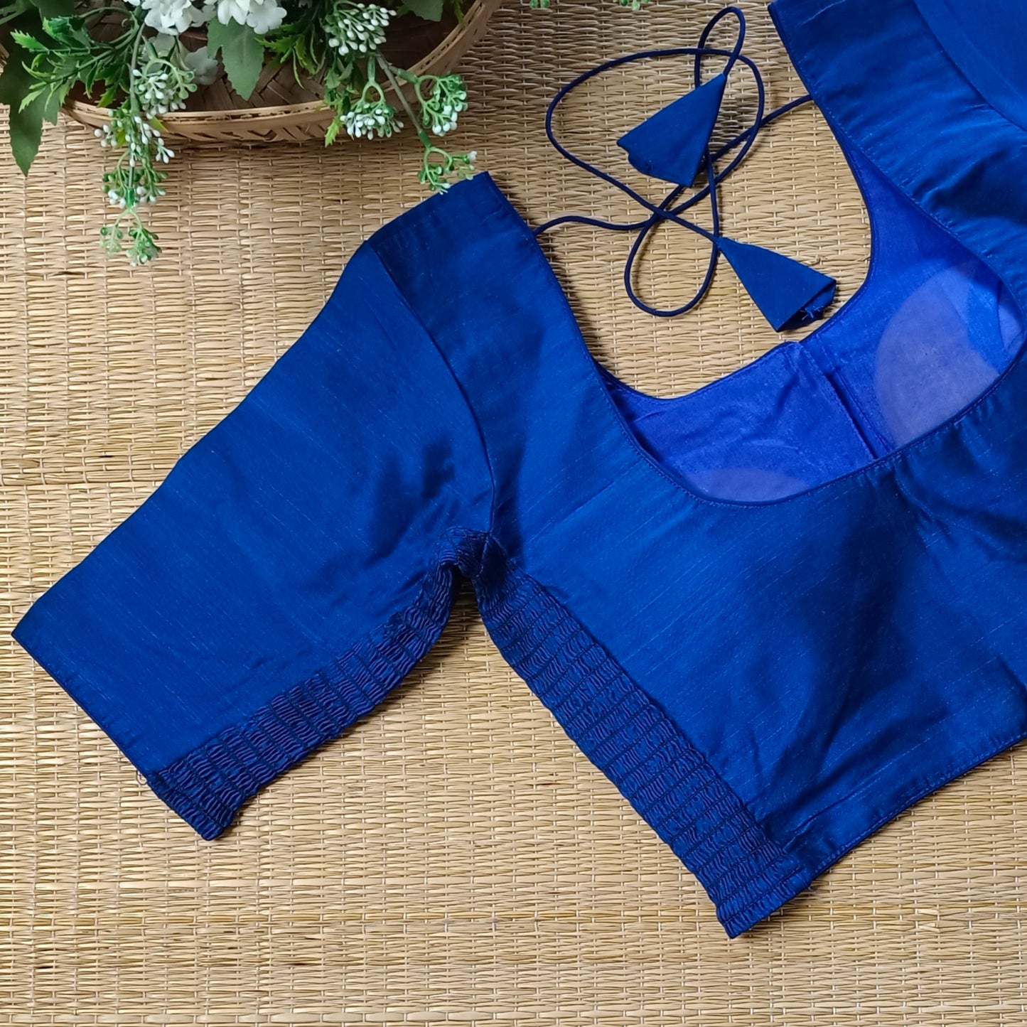 Classic dark royal blue plain flexi fit blouse