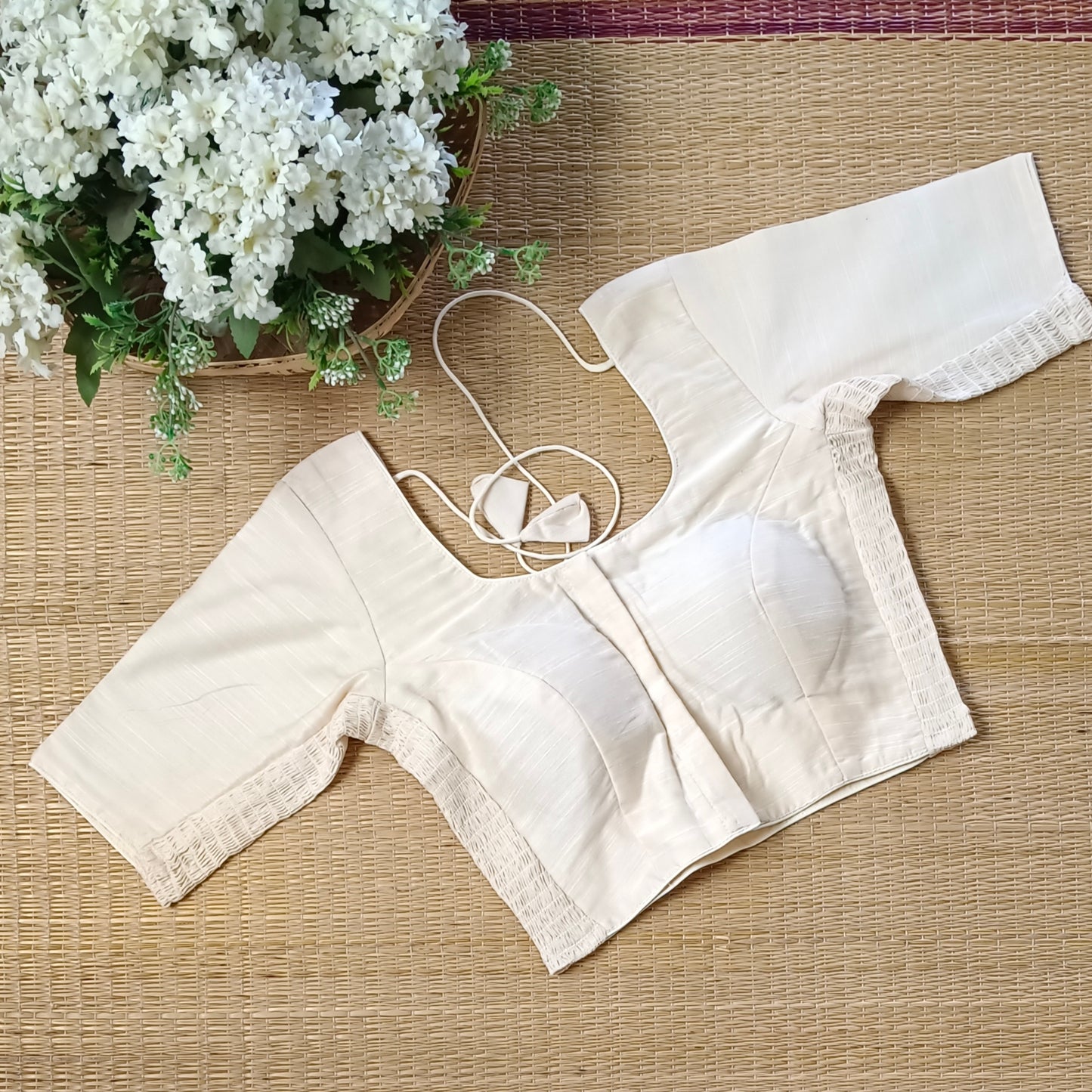 Classic Cream/ beige plain flexi fit blouse