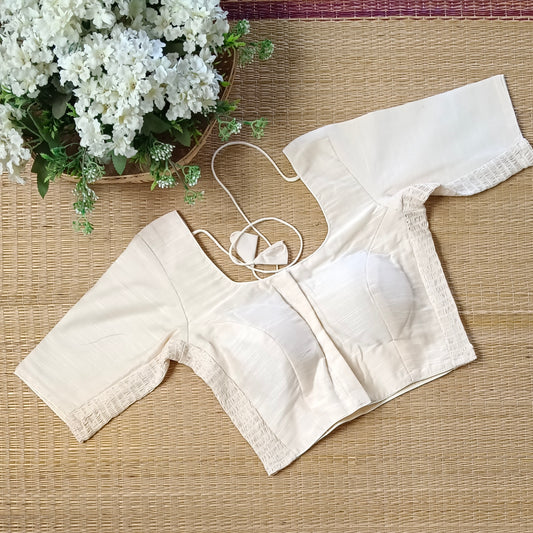 Classic Cream/ beige plain flexi fit blouse