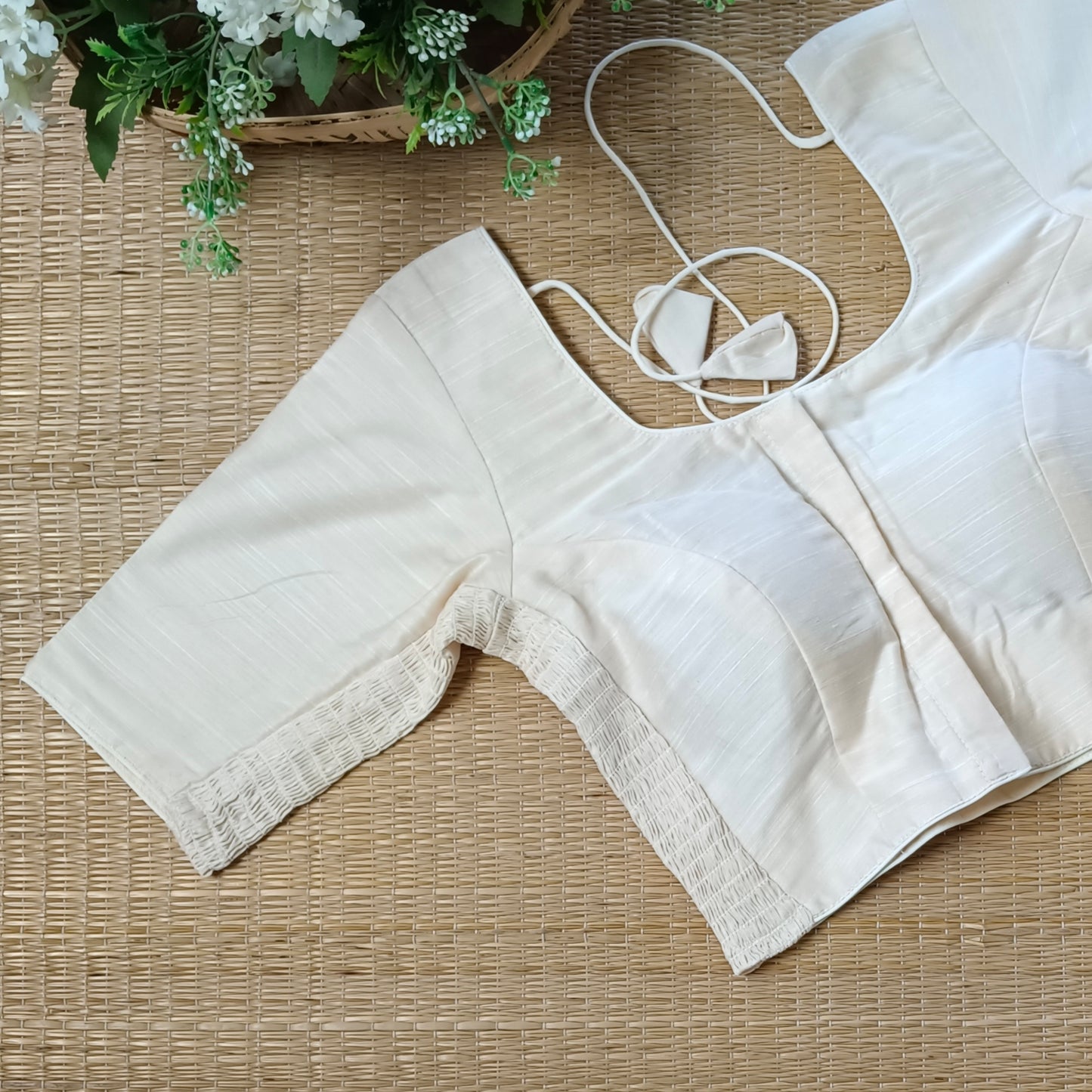 Classic Cream/ beige plain flexi fit blouse