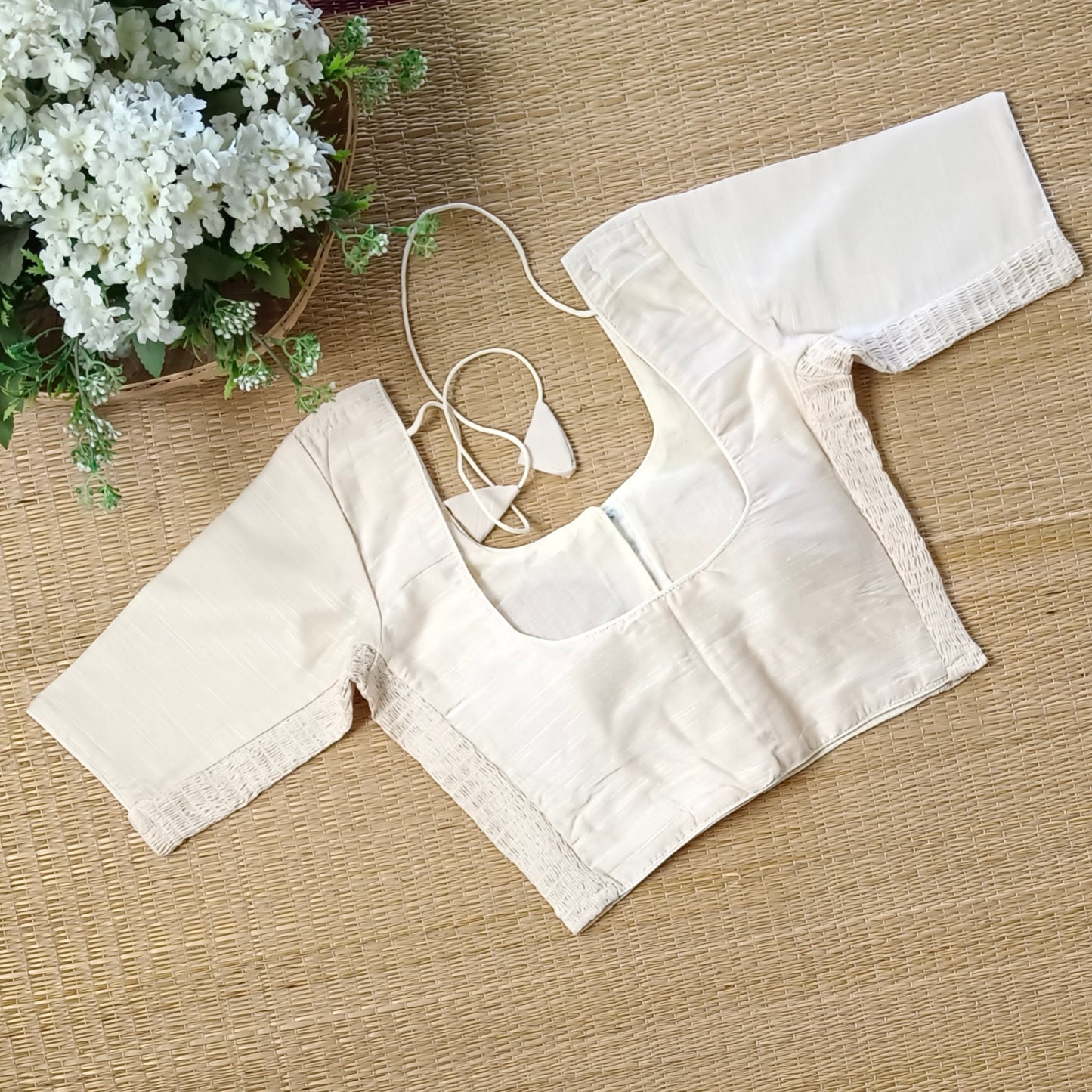 Classic Cream/ beige plain flexi fit blouse