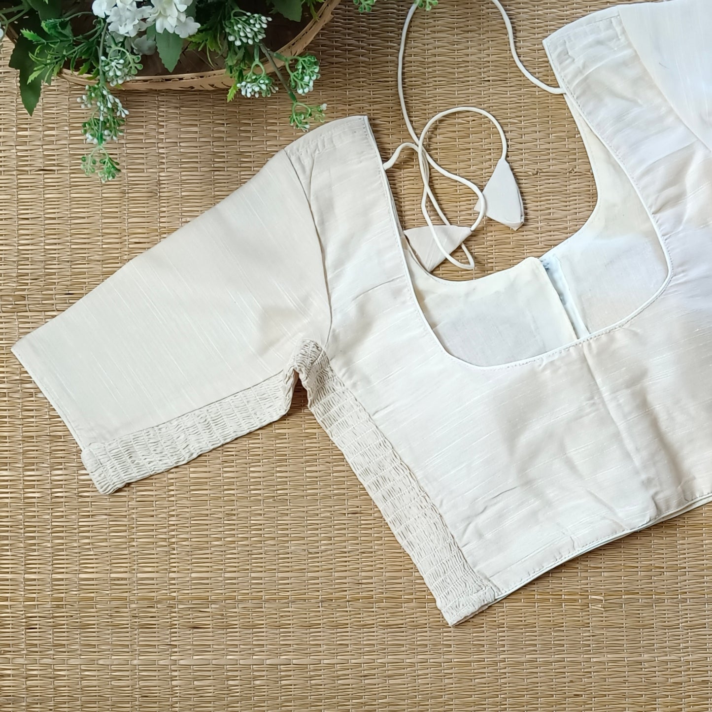 Classic Cream/ beige plain flexi fit blouse