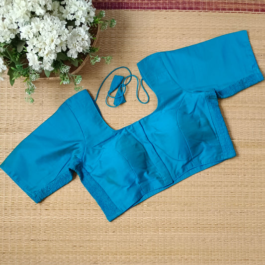 Classic rama blue plain flexi fit blouse