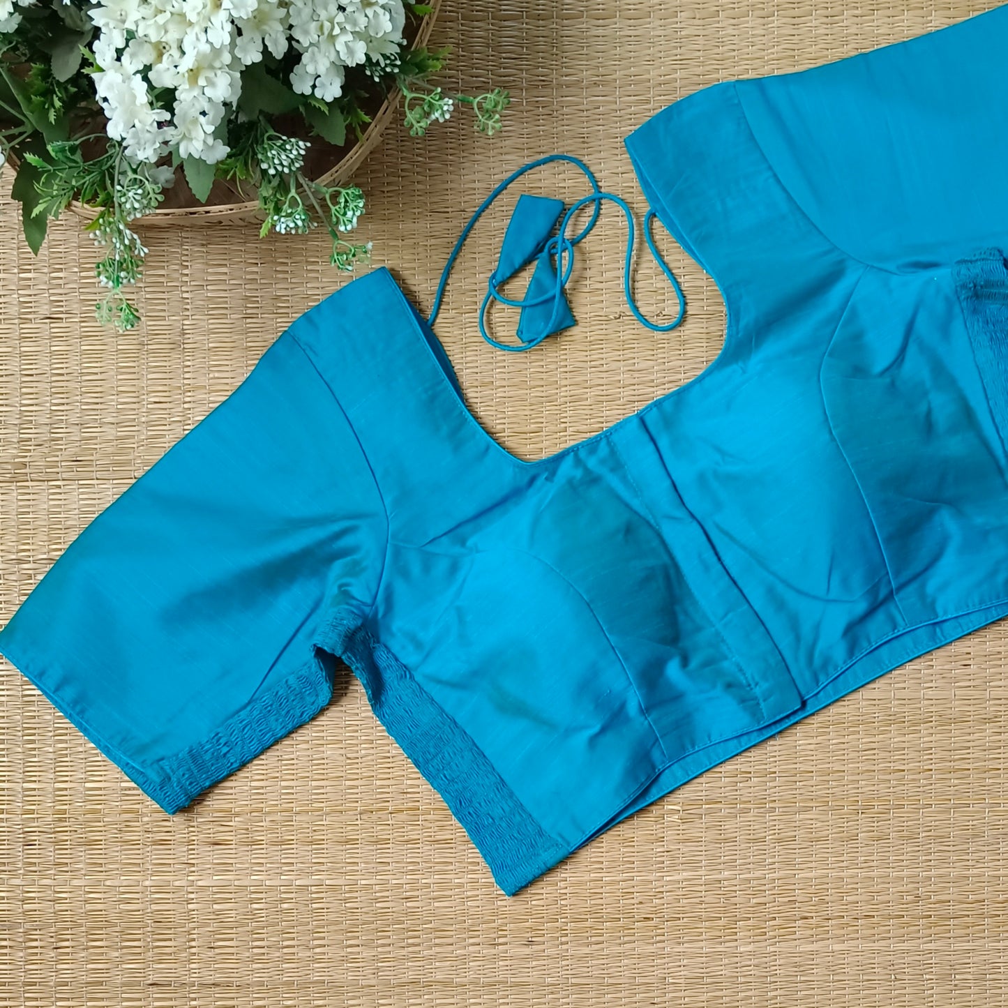 Classic rama blue plain flexi fit blouse