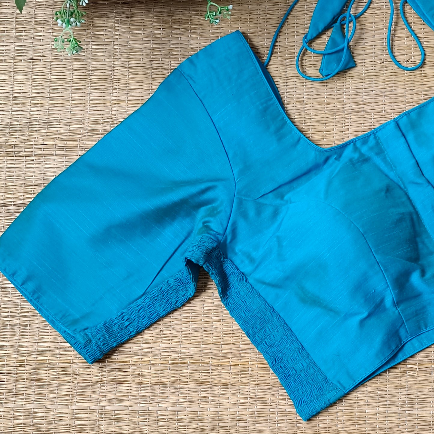 Classic rama blue plain flexi fit blouse