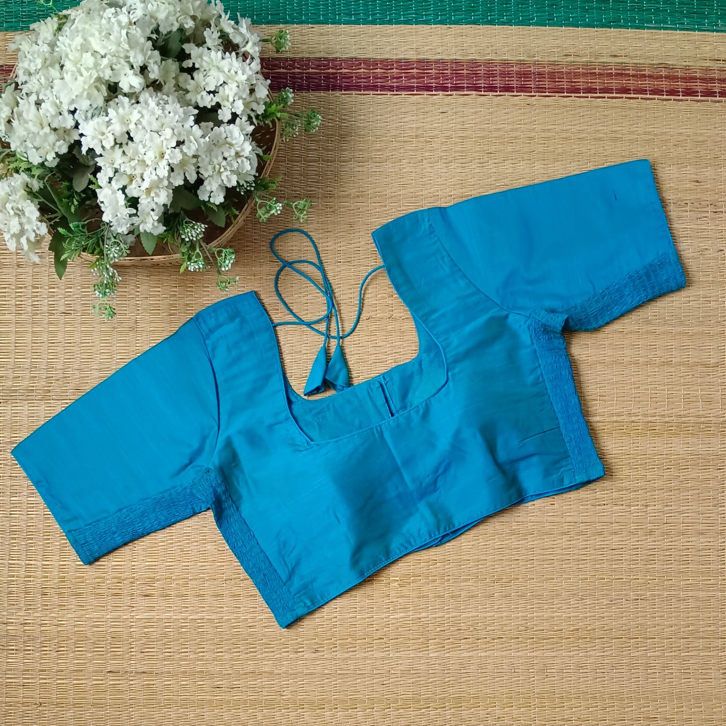 Classic rama blue plain flexi fit blouse