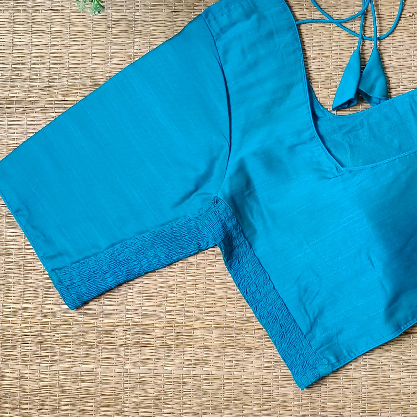 Classic rama blue plain flexi fit blouse