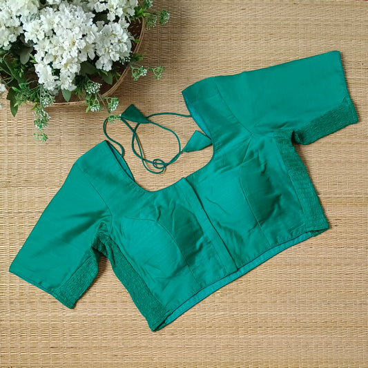 Classic rama green plain flexi fit blouse