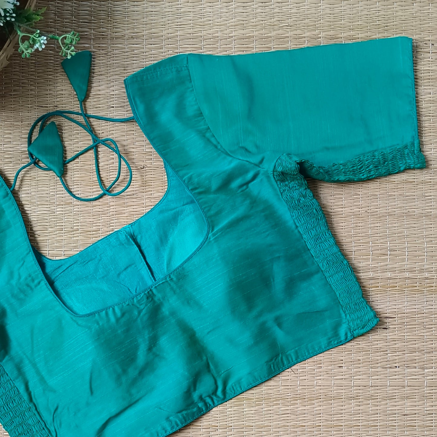 Classic rama green plain flexi fit blouse