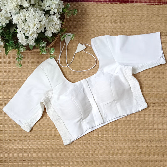 Classic off white plain flexi fit blouse