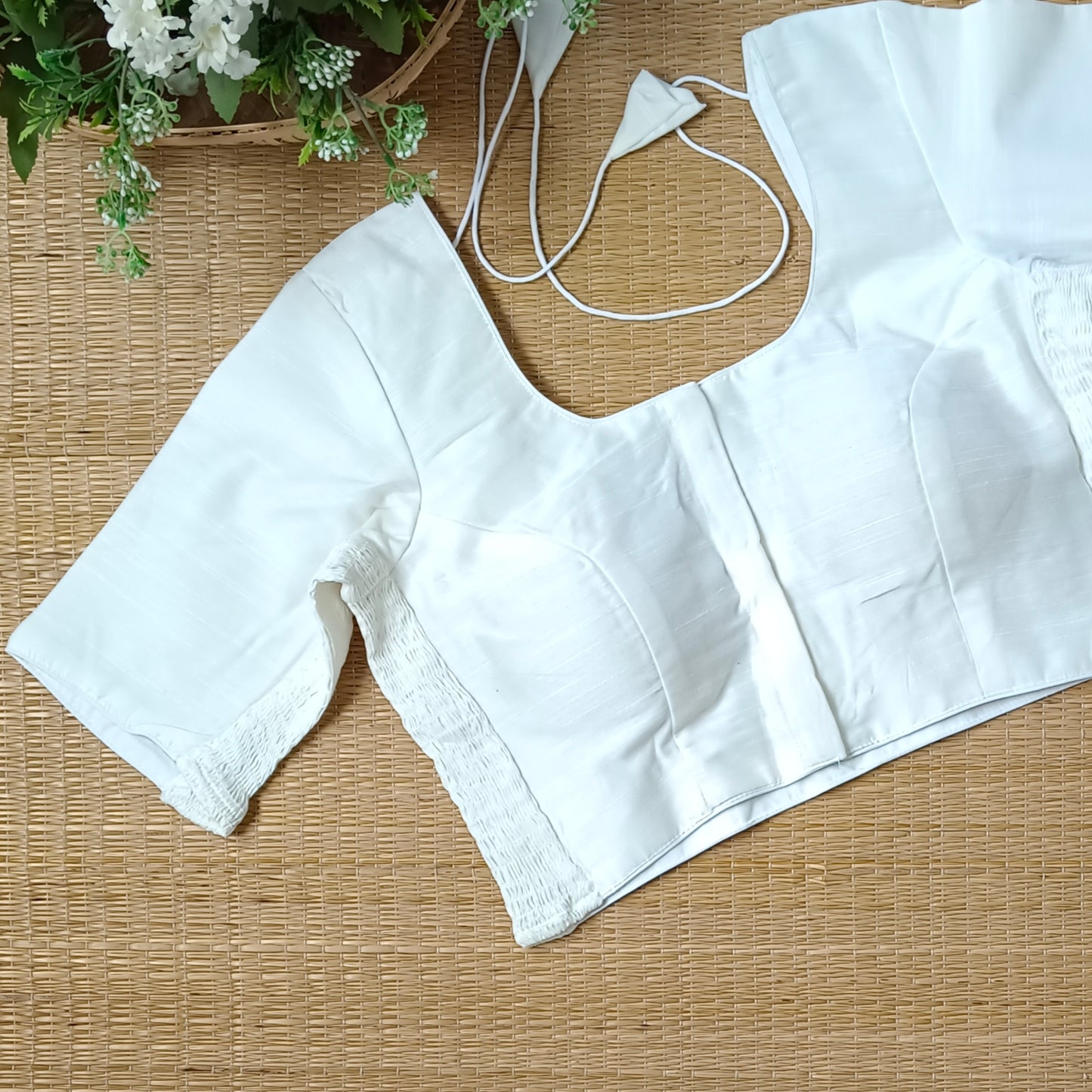 Classic off white plain flexi fit blouse