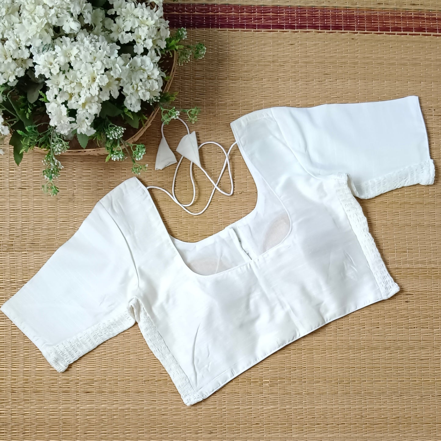 Classic off white plain flexi fit blouse
