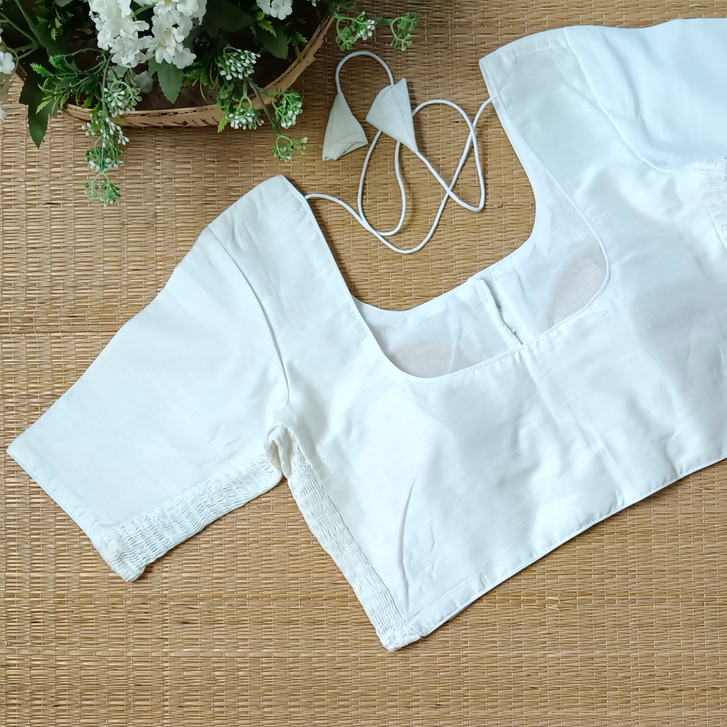 Classic off white plain flexi fit blouse